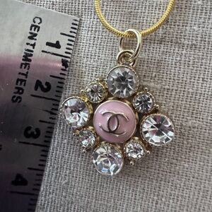 Gold Upcycled Gold Pink Square CC Pendant